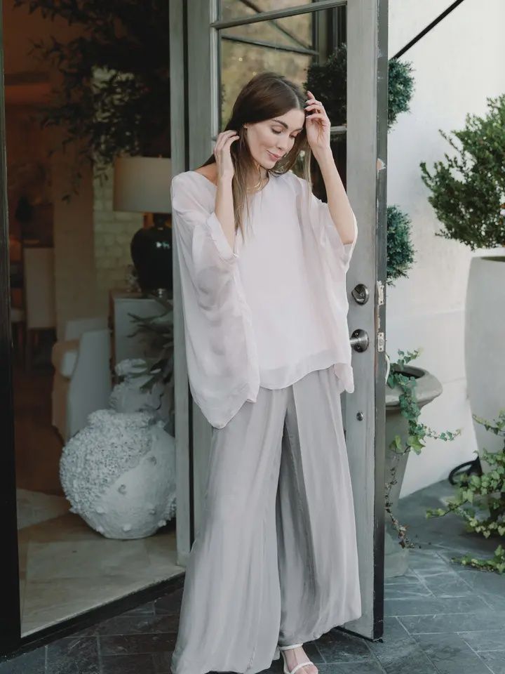 Martina Italian Silk Top, Colour: Pale Pink