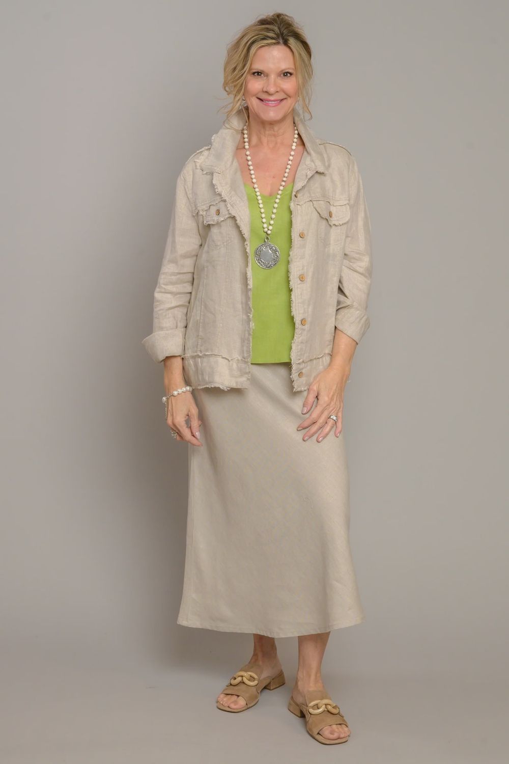 Linen Skirt Cindy In Soft Flax