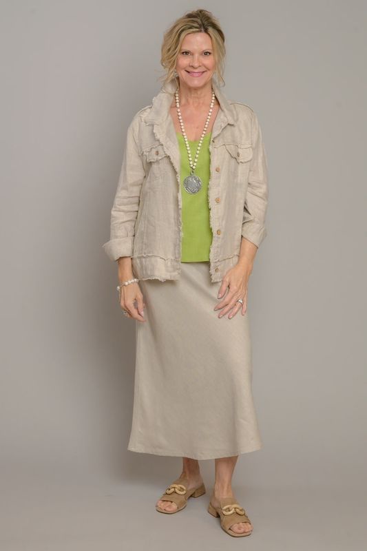 Linen Skirt Cindy In Soft Flax