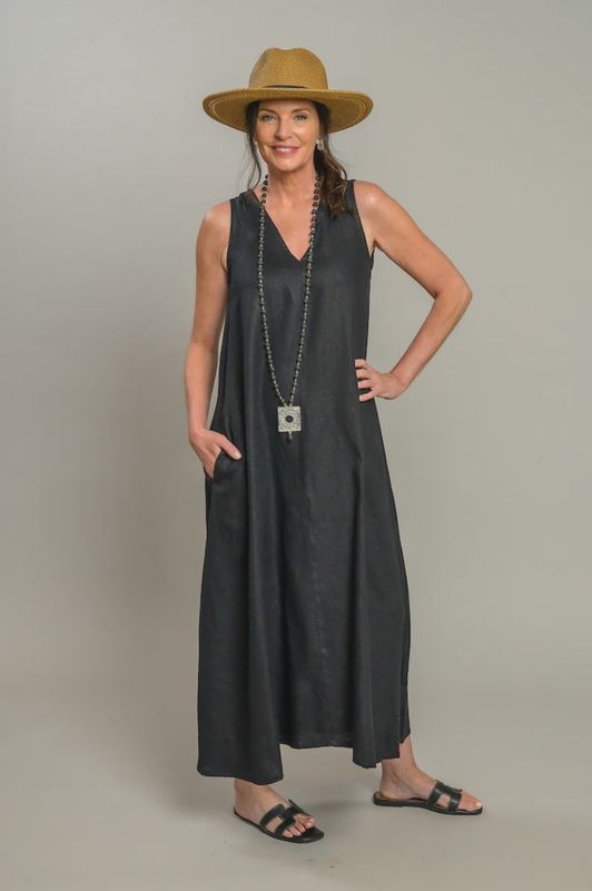 Linen Dress Katherine In Black