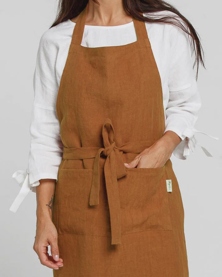 Cinnamon Linen Bib Apron