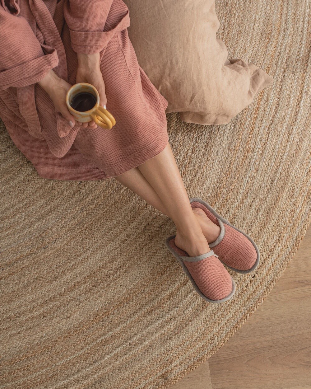 Waffle Unisex Linen Slippers