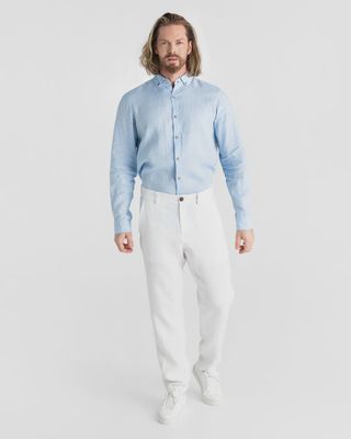 Morcote Heavyweight Linen Pants in White