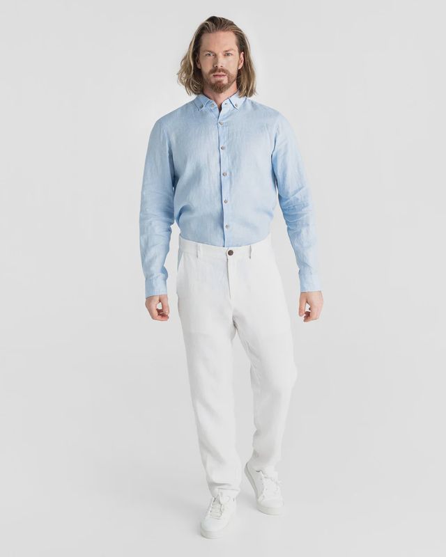 Morcote Heavyweight Linen Pants in White