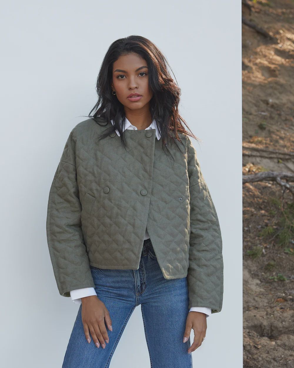 Line Quilted Jacket Bosa In Dark Green