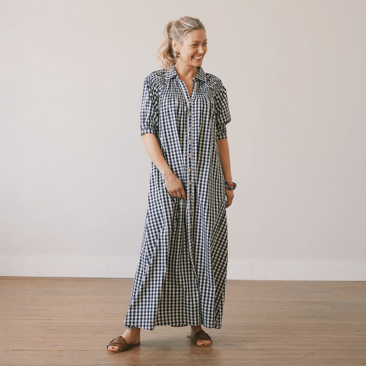 Navy Gingham Oasis Dress