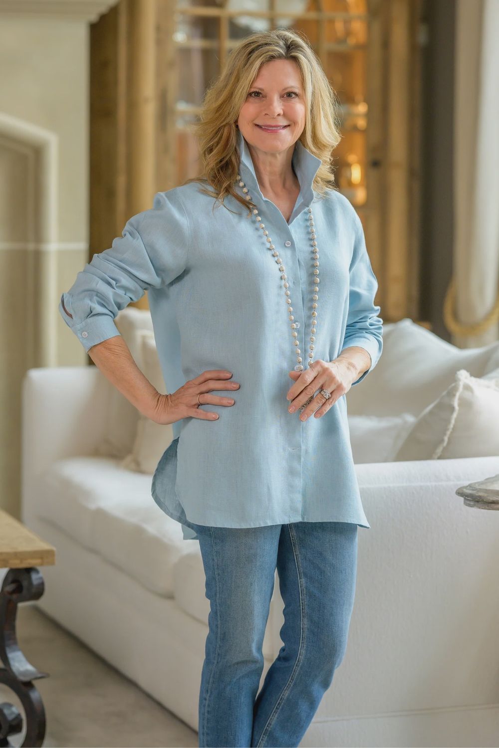 Linen Shirt Cameron In Light Blue