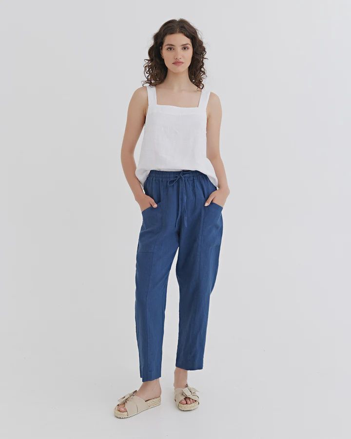 Linen Pants Sardinia In Deep Navy Blue