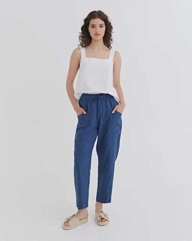 Linen Pants Sardinia In Deep Navy Blue