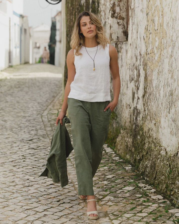 Linen Pants Seattle In Mist Green