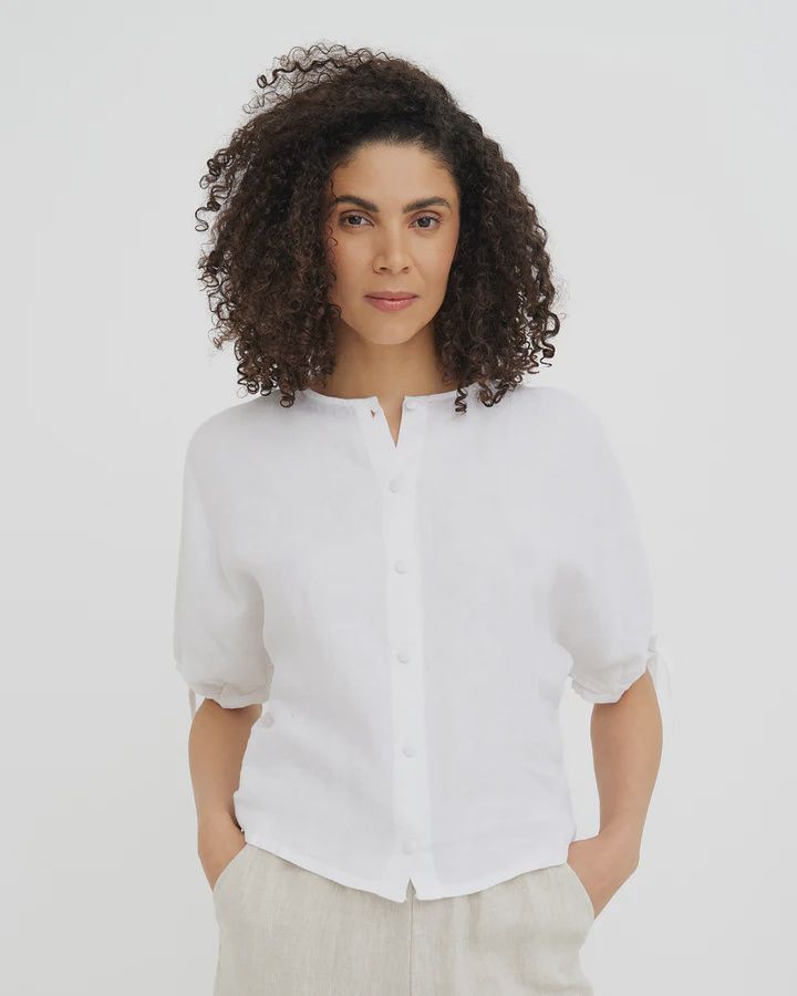 Linen Puff Sleeve Gaya In White