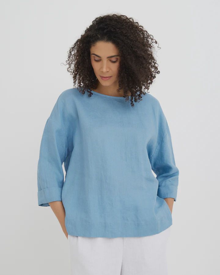 Linen Top Amsterdam In Soft Blue