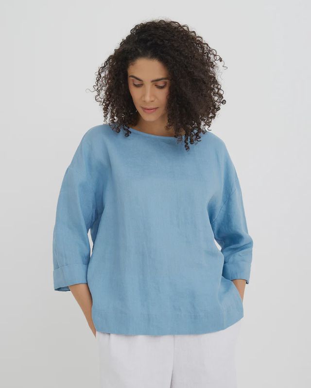 Linen Top Amsterdam In Soft Blue