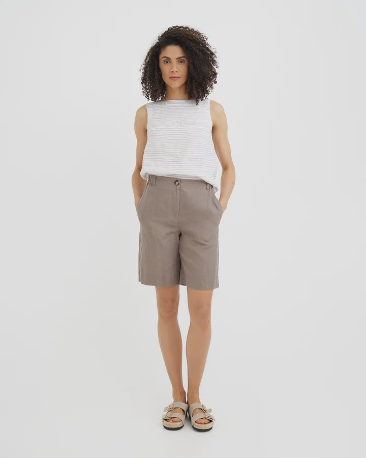 Linen Shorts Maine In Deep Taupe