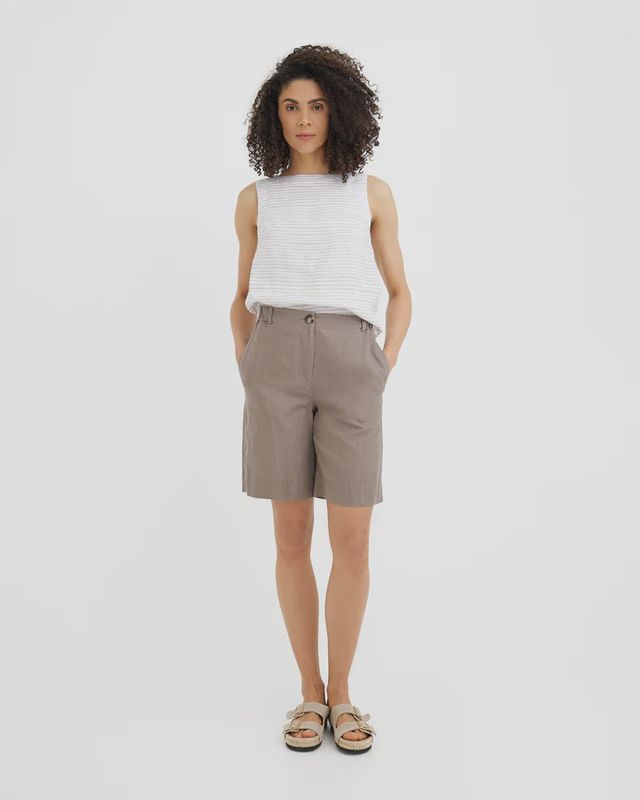 Linen Shorts Maine In Deep Taupe