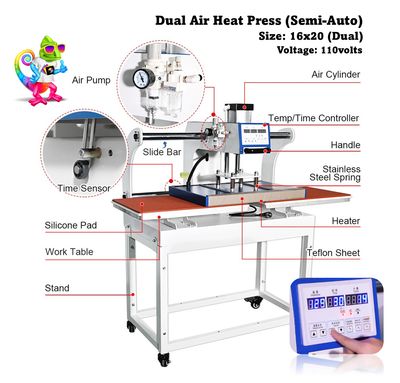 Heat Press - Dual Air 16x24 (Semi-Auto)