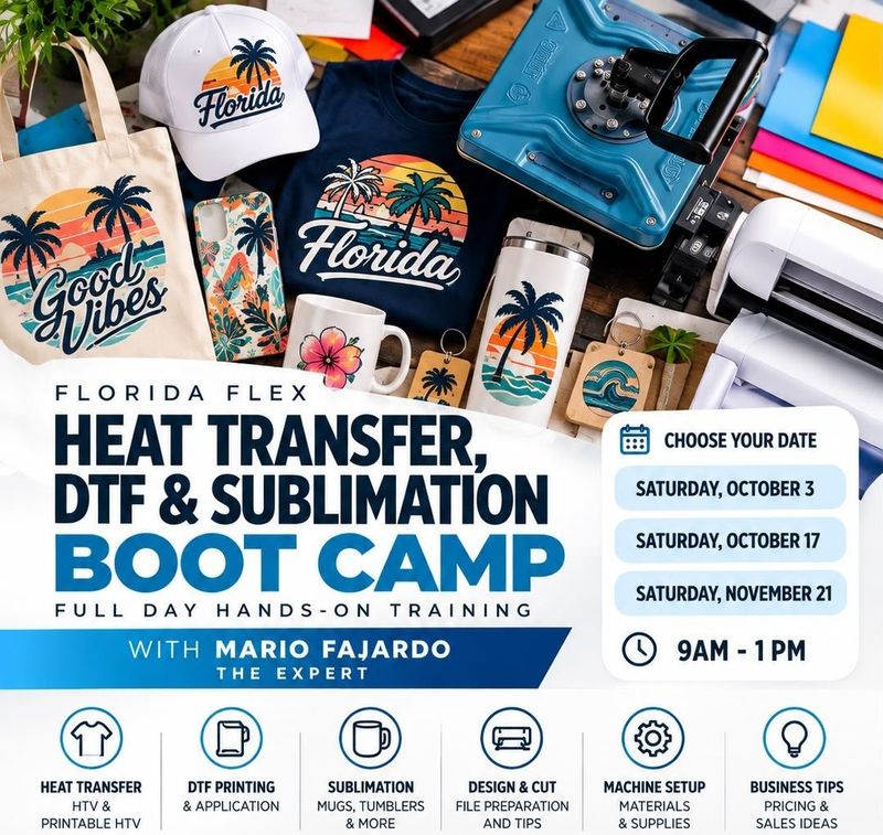 Heat Transfer, DTF & Sublimation Boot Camp Training 1 person