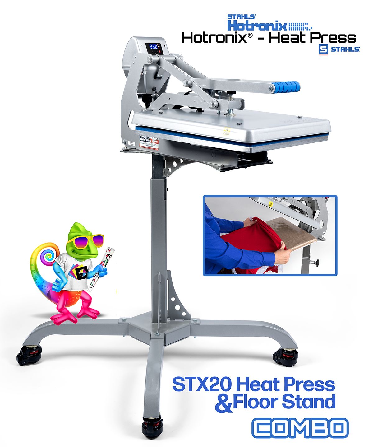 Hotronix STX 16x20 Heat Press & Floor Stand COMBO