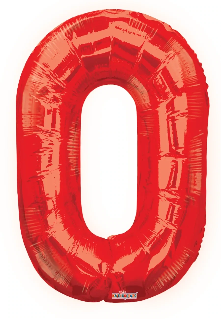 Foil Balloon Number Red #0 - 34in
