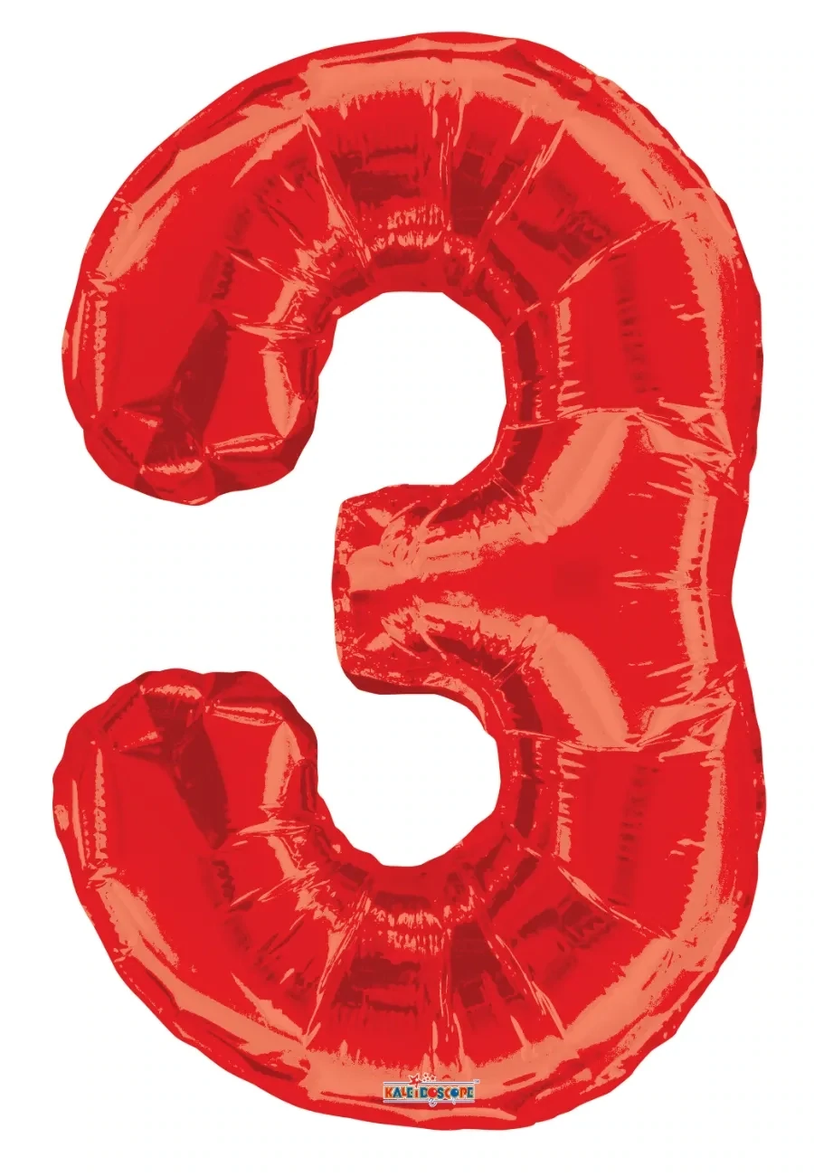 Foil Balloon Number Red #3 - 34in