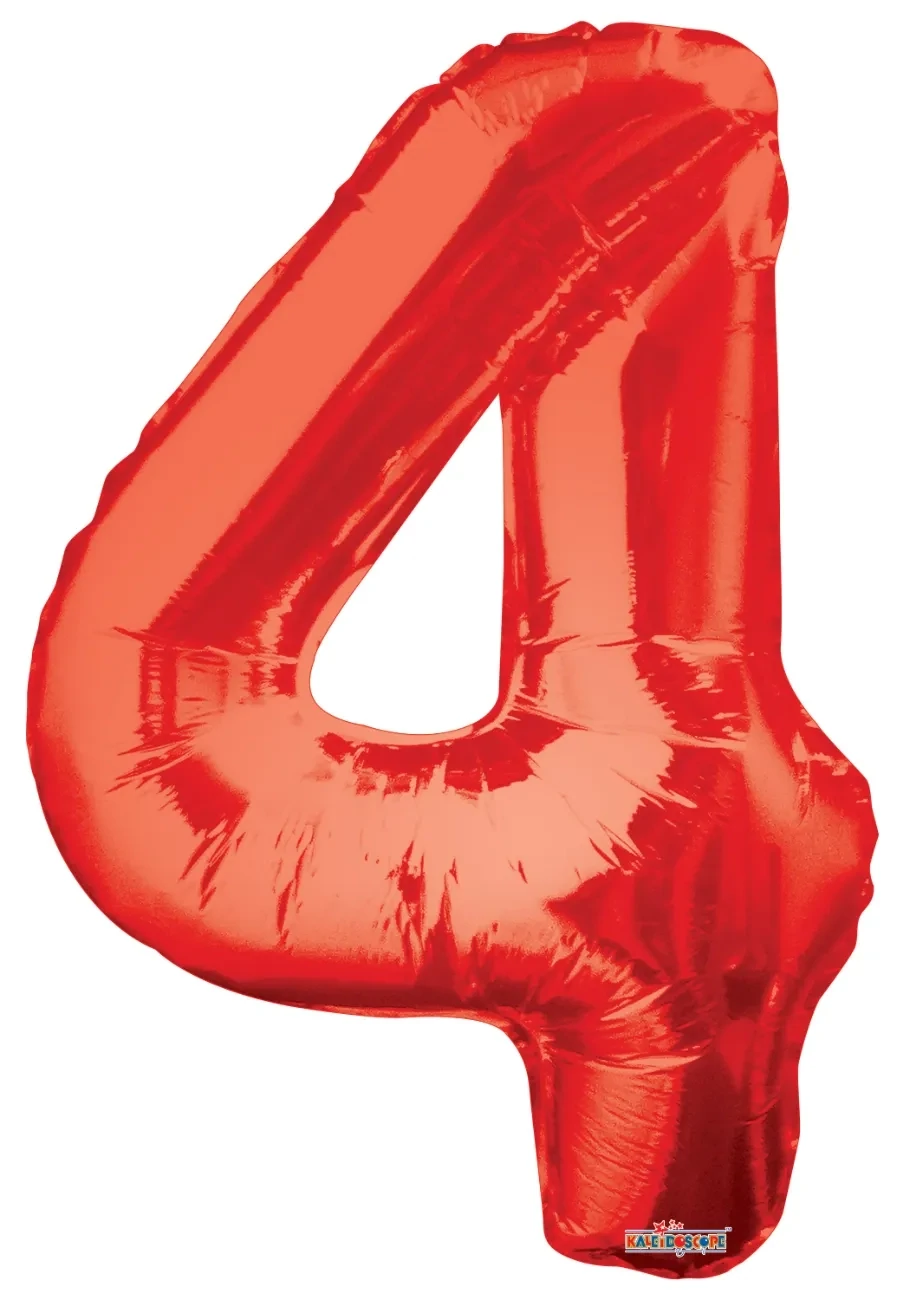 Foil Balloon Number Red #4 - 34in