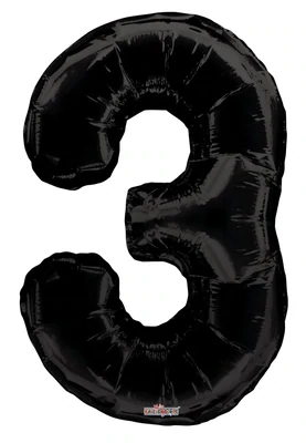 Foil Balloon Number Black #3 - 34in