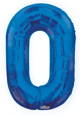 Foil Balloon Number Royal Blue #0 - 34in