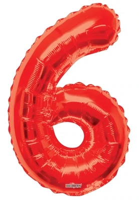 Foil Balloon Number Red #6 - 34in
