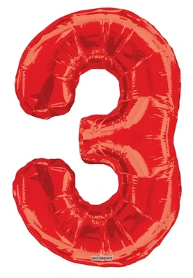 Foil Balloon Number Red #3 - 34in