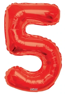 Foil Balloon Number Red #5 - 34in