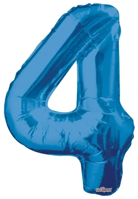 Foil Balloon Number Royal Blue #4 - 34in
