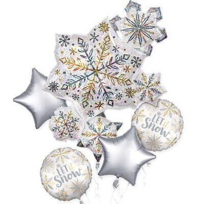 Anagram Shining Snow Foil Balloon Bouquet, Medium