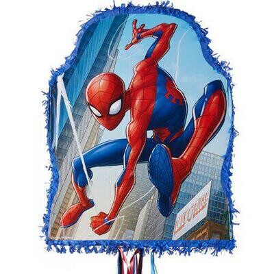 Ya Otta Pinata Pull String Blue Spider-Man Pinata, Birthday Party, 2lb Filler Capacity