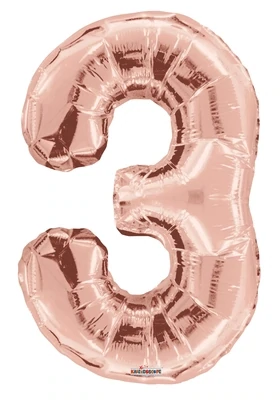 Foil Balloon Number Rose Gold #3 - 34in