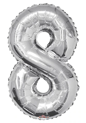 Foil Balloon Number Silver #8 - 34in