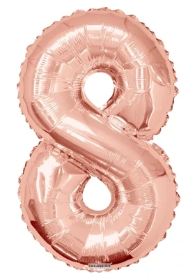 Foil Balloon Number Rose Gold #8 - 34in