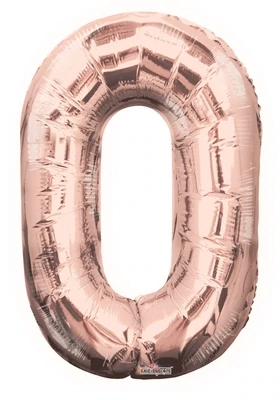 Foil Balloon Number Rose Gold #0 - 34in