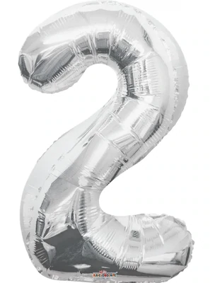 Foil Balloon Number Silver #2 - 34in