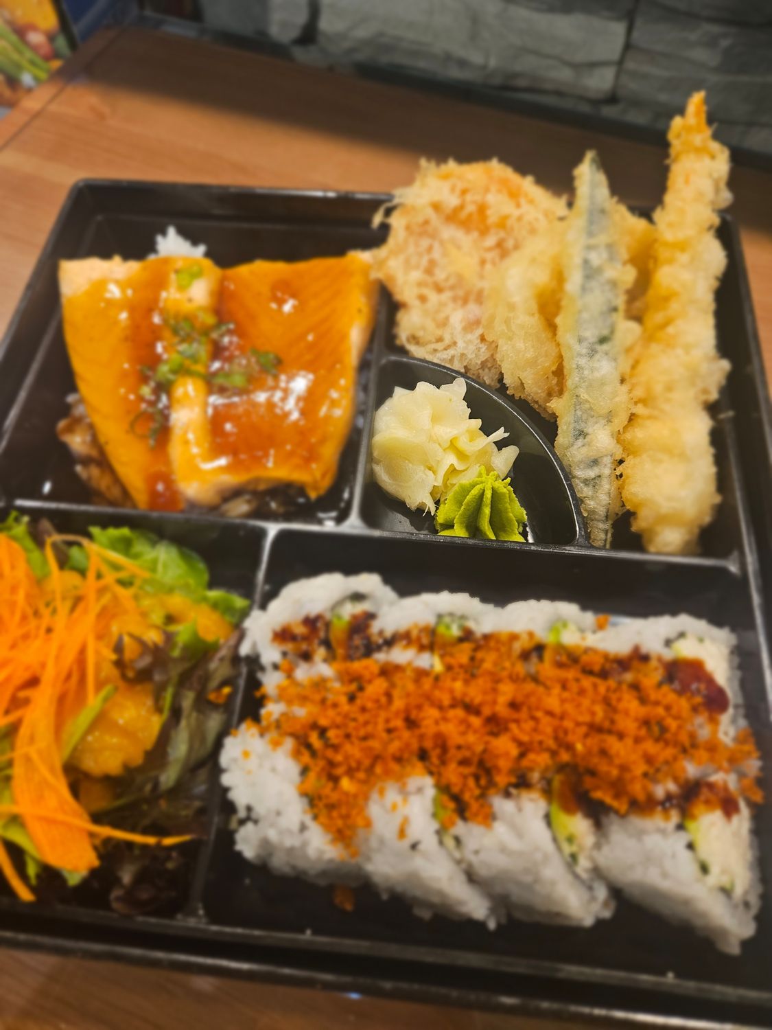 (D) Salmon Teriyaki Bento