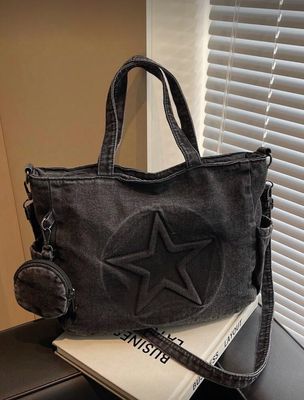 Bolso cruzado jeans negro