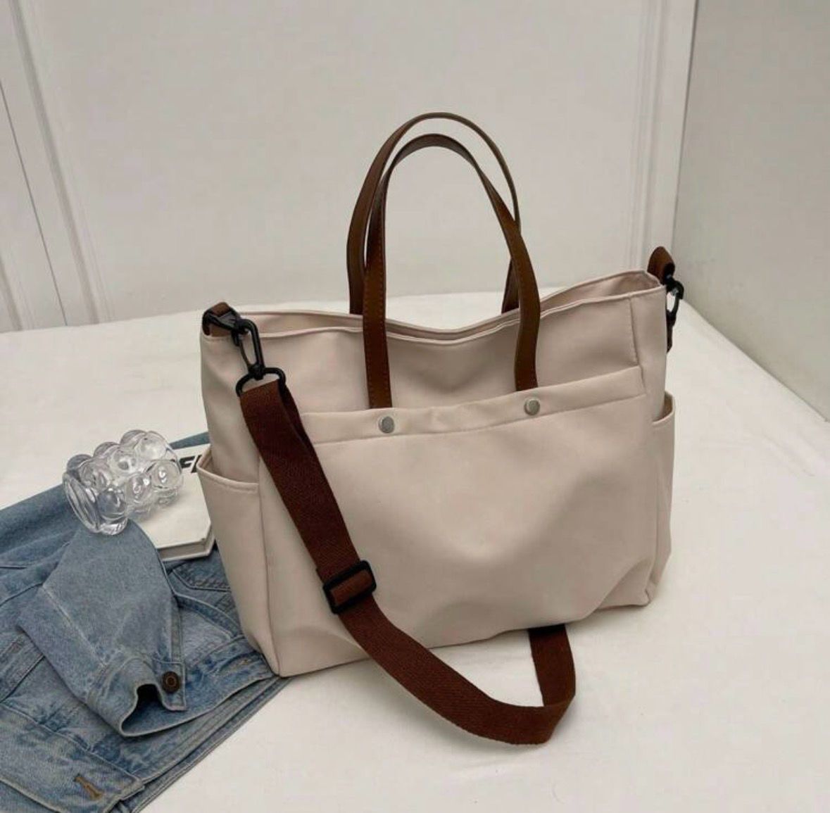 Bolso cruzado beige