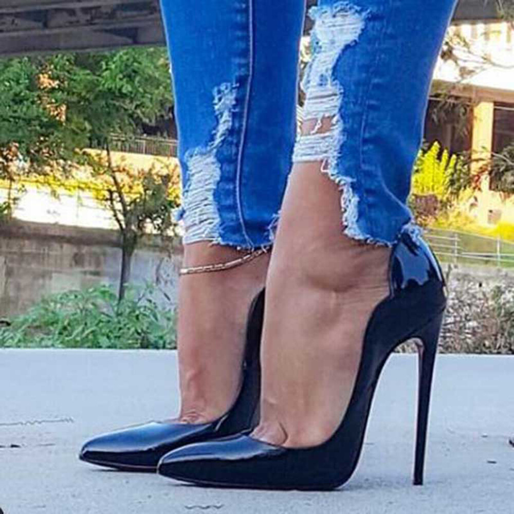 Extreme High Heels Pumps sexy Stilettos Pointy Toe Big Size Große Größen 44 45 46