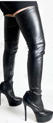 Extreme High Heels Plateau Platform Overknee Stiefel Schenkelhoch Große Größen 43 44 45 46