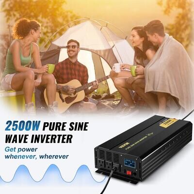 VEVOR Pure Sine Wave Inverter, 2500 Watt Power Inverter, DC 12V to AC 120V Car