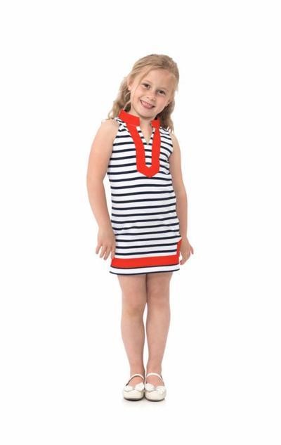 Sail To Sable Navy Stripe Girls Dress