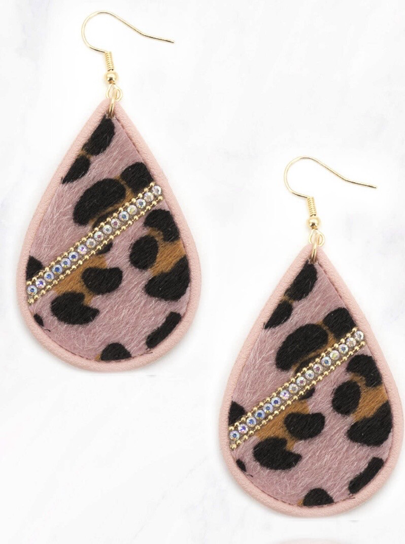 Pink Leopard Earrings