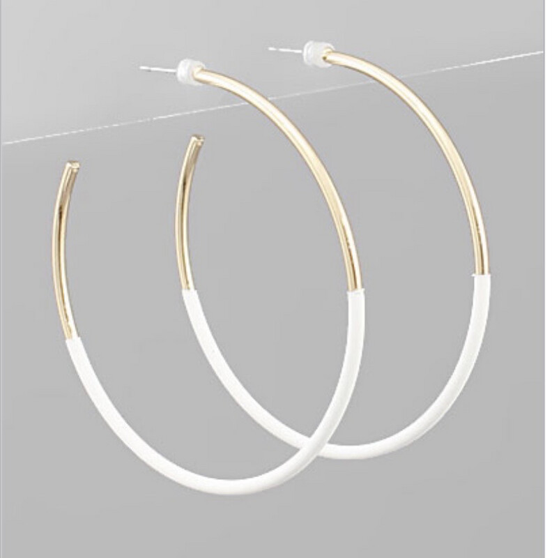 White and Gold Hoop Earrings
