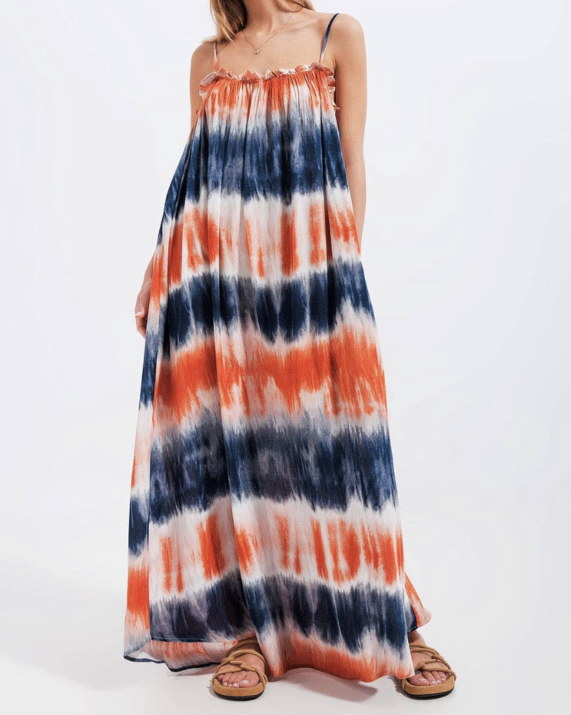 Orange and Navy Dress