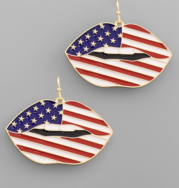 Red, White And Blue Lip Earrings