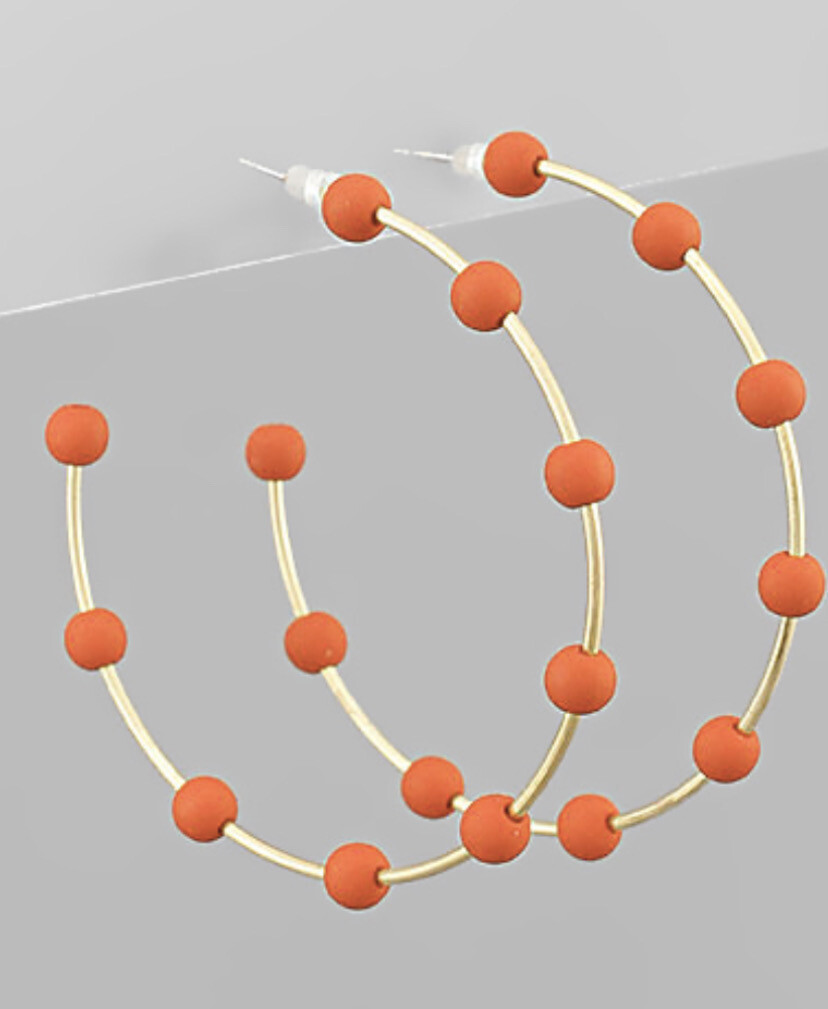 Orange And Gold Hoop Earrings